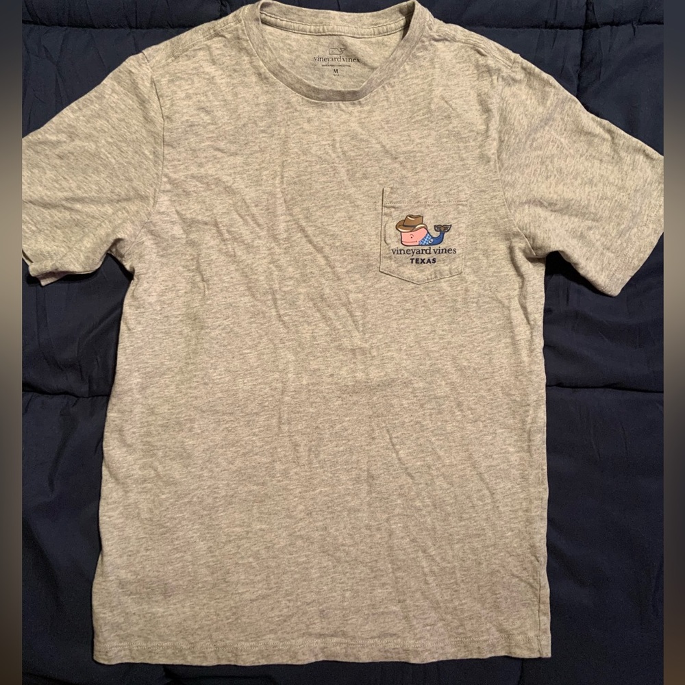 Girls Vineyard Vines Gray Texas Tee Tshirt Cowboy Whale sz 12/14